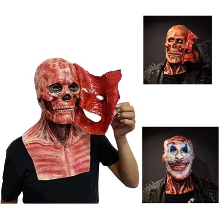 RONGbbppQ Halloween-kallo revitään auki kaksikerroksinen naamio, pelottava halloween-kallo naamio E