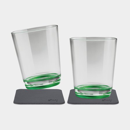 Magnetiske plastglas Silwy Magnetic Drinking Cup Sour Green, transparent/grøn, 25 cl, 2-pack + magnetiske glasunderlag
