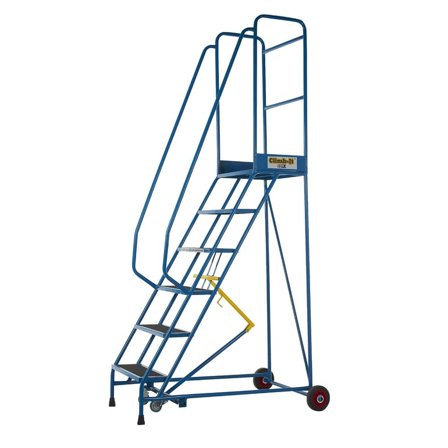 Warehouse safety steps, anti-slip, 6 treads, H 1500 mm, blue