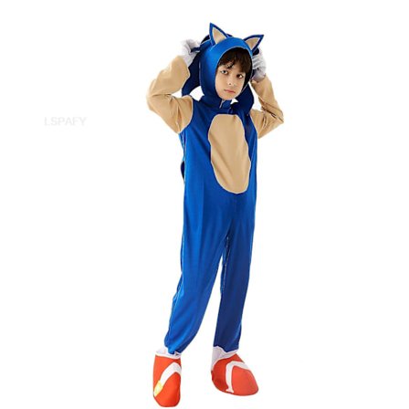 Sonic Racing Halloween Cosplay Blå Tøj Hat Hvide Handsker 4-14y Børns Performance Halloween Kostume Til Børn-yu