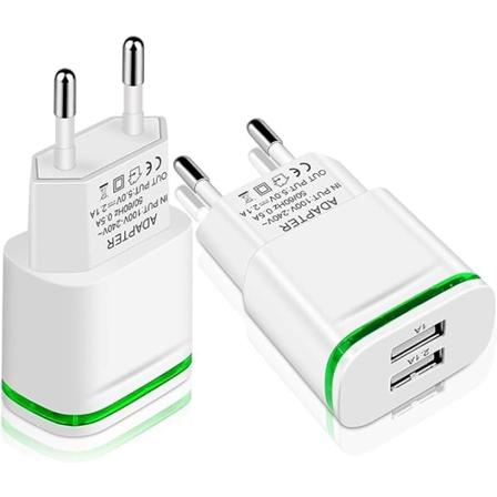 USB-nettstrømadapter, 1 stk 2,1A 5V 2-porters universell strømadapter LED-erstatning for iPhone 11 XR X XS Max 8 7 6 6S Plus 5S, Samsung Galaxy/Note, 
