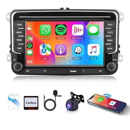 Hikity 4G+64G 7-tommers Android 15 bilradio for VW Golf 5 6 Touran Polo med trådløs CarPlay Android Auto GPS ryggekamera