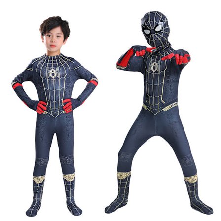 Mub- Multiple 6Y 11Y PS Game Black Gold Kid Superhero Costumes Spiderman Far from Home Halloween Clothes Spider man Costume