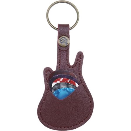 Brun - (utan plektrum) Plektrumfodral, unisex plektrumnyckelring.