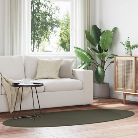 Områdesmattor Oval HUARTE Skogsgrön 100 x 200 cm 100% Polyester