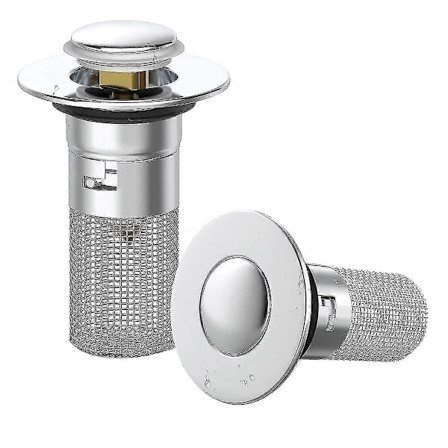 Håndvaskprop, afløbssi til håndvask med aftagelig filterkurv, hårfanger, anti