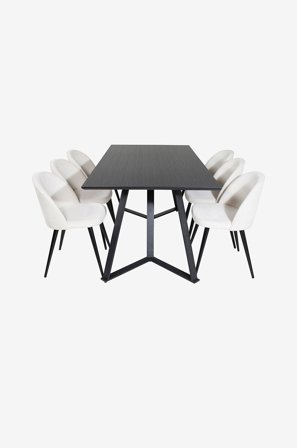 Venture Home - Matgrupp Maggie med 6st matstolar Valleta - Svart - Matgrupp 6 personer - Från Homeroom