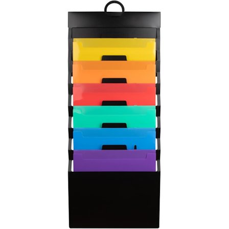 Hengende mappeorganisator, tidsskriftsholder for vegg med 6 lommer, diagramorganisator for oppheng, organisator for kontor, fakturering, skole