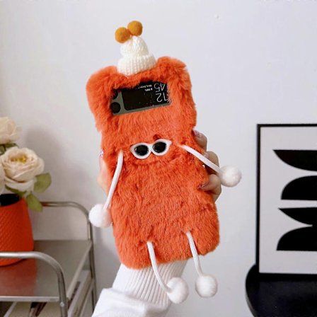 Söt Solglasögon Päls Plysch Skal Kompatibelt Med Samsung Galaxy Z Flip 4/3, Varm Vinter Fluffigt Baksida
