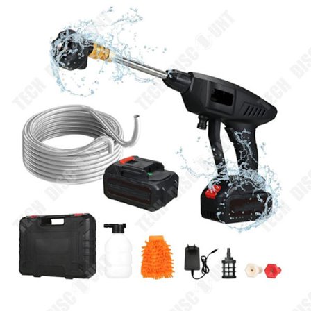 Elbilstvätt - TD - Vattenpump 300W - Autonomi 60min - Multifunktionsmunstycke - 25V