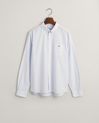 GANT - Shield stripet poplin skjorte til ungdom light blue