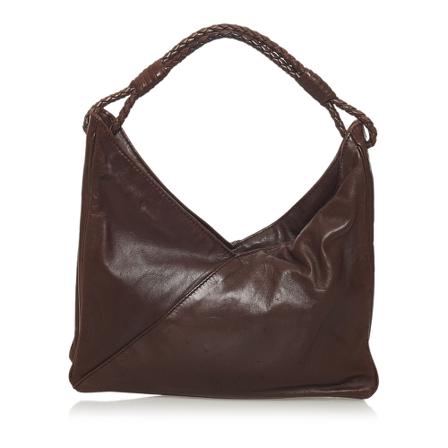 Bottega Veneta Vintage, Pre -owned Intrecciato Leather Shoulder Bag Bruin, Dames, Maat:ONE Size,gevlochten