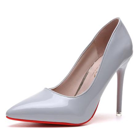 Dam Solid Stiletto Low Top Pump Skor Med Spetsiga Tå Höga Klackar