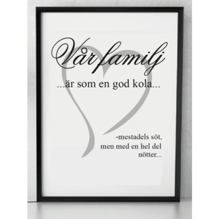 Poster Vår Familj Är Som En God Kola A4