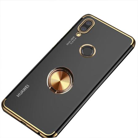 Huawei P Smart 2019 - Silikonskal Med Ringhållare Guld