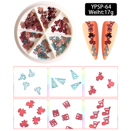 6 Grids Christmas Snowflakes Nagelpaljetter Halloween Slices 3d