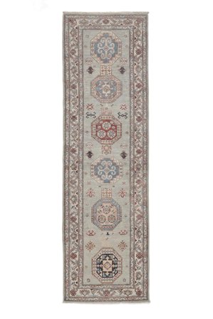 80X264 Tapis D'orient Kazak Ariana De Couloir Marron/Orange (Laine, Afghanistan)
