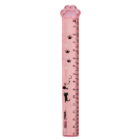 Kissan tassun suora viivain paperitavarapiirros, joka on läpinäkyvä A2 15cm