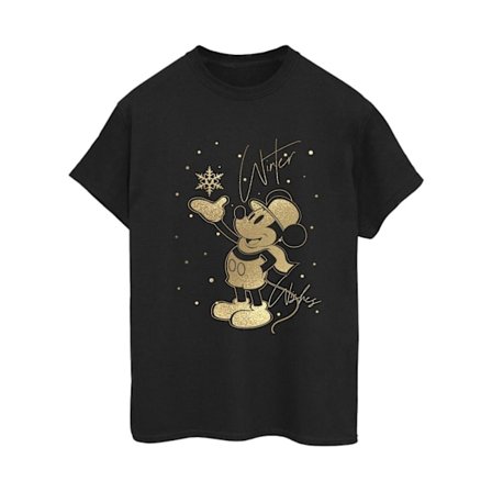 Disney Dam Vinterönskningar Musse Pigg Bomulls Boyfriend T-shirt
