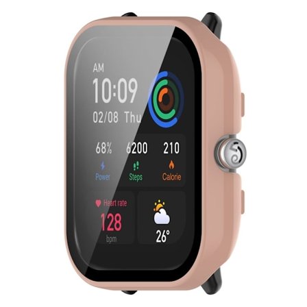 Amazfit GTS 4 Mini cover with tempered glass screen protector - Sakura Pink