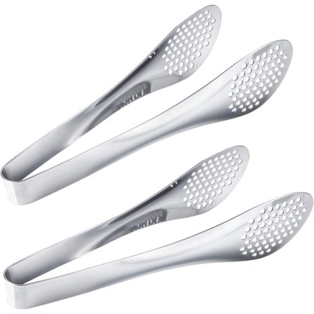Sæt med 2 stk. 9 tommer rustfrit stål madpincet, flip top, sølv, BBQ, grill, brød, spartel, madpincet.
