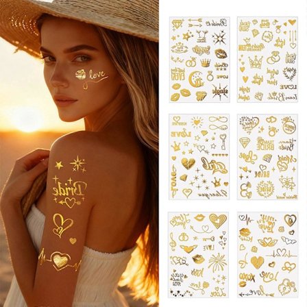 Ystävänpäivä Huuli Suukko Sydän Väliaikainen Tarra Vedenkestävä Kehotarra Metallisella Kiillolla Turvallinen Herkälle Iholle Monivärinen