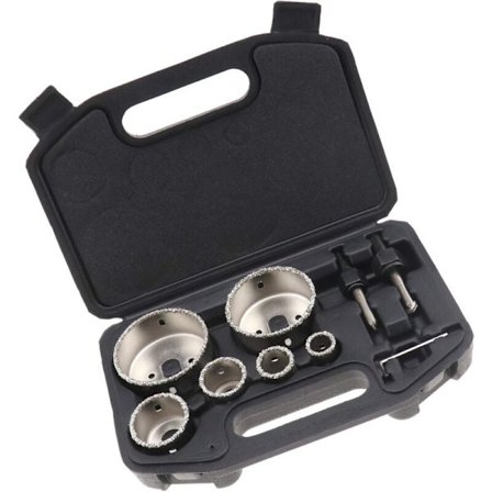 Timanttipinnoitettu reikäsahasarja keraamisille laatoille, seoksesta valmistettu säilytyslaatikko, 6 reikää 22-73mm, kannettava