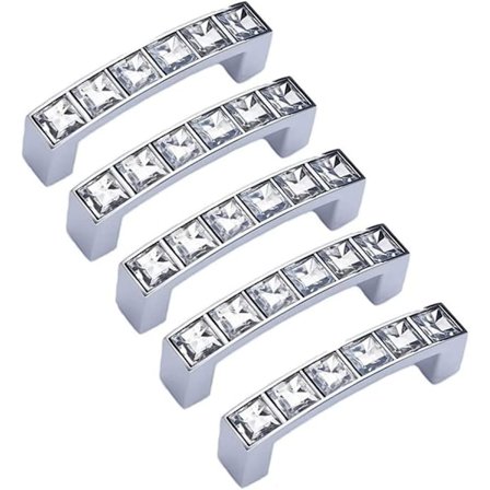 Timanttilasi Vetimet Laatikoihin, Kirkkaat Strassikristalli Kaapin Vetimet Nupit Lipastoon Vaatekaappiin Keittiöön (5, Reiän Etäisyys 64mm/2.5")