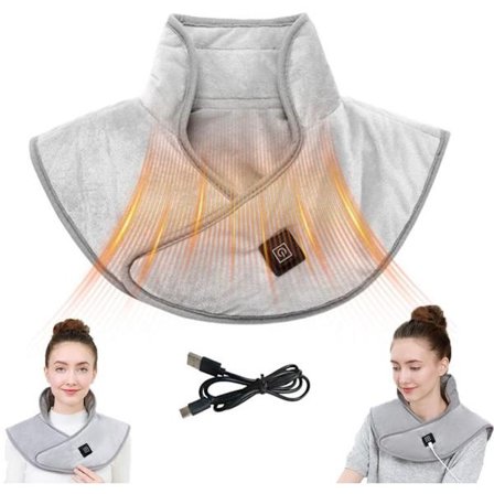 ING Opvarmet Halstørklæde, Elektrisk Opvarmet Nakkepude, Justerbar Vinter Varmepude, Dobbelt Varmesæt