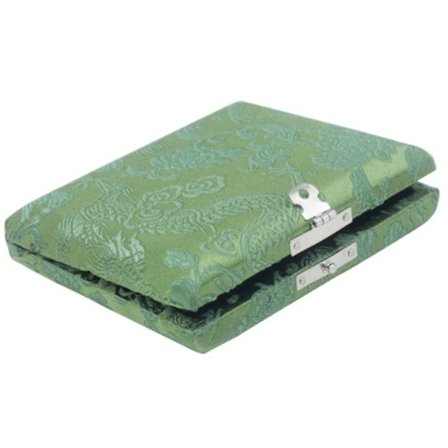 Obo-rørkasse i tre med dragemønster, holderboks for 6 stk. obo, grønn