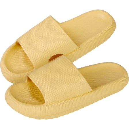 Cloud Sliders Dame Herre, sklisikre badesandaler dame sommer, myke flip-flops med demping, plattform badesandaler dusjsko til innendørs bruk, gul