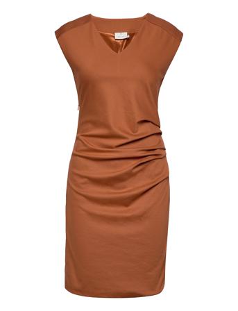 India V-Neck Dress Knelang Kjole Brun Kaffe