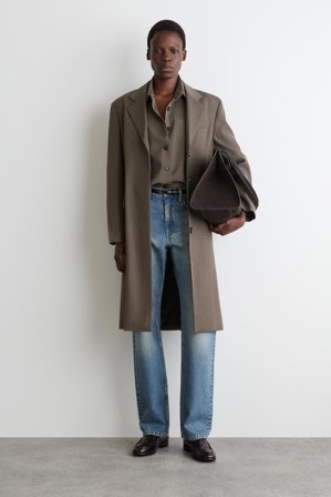 COS Women's Croc-Effect Leather Loafers in Brown