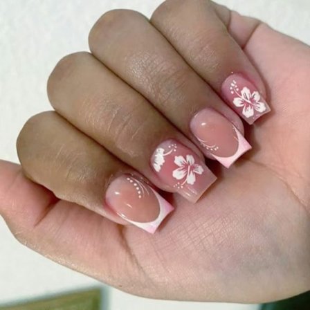 24 st Fyrkantiga Nagelspetsar Design Falska Naglar Tryck På Naglar Konstgjorda Lösnaglar