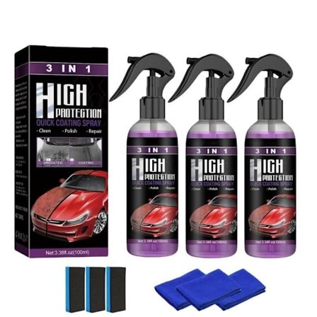 Bilbeläggningsspray, 3 i 1 Högt skydd Snabb bilbeläggningsspray, Multifunktionell keramisk bilbeläggningsspray, Nano Coating Pro Spray
