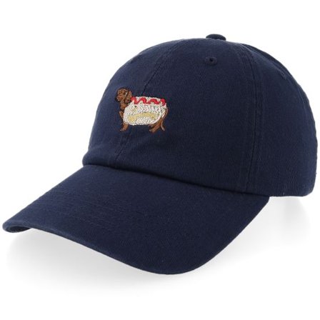 Iconic - Blå unconstructed Keps - Hotdog Dog Stone Washed Navy Dad Cap @ Hatstore