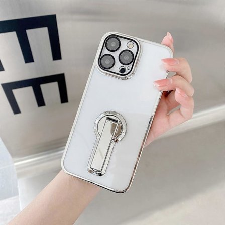 Transparent Skal til iPhone 15 Pro Max/ 15 Ultra med Skærmbeskytter, Indbygget Magnetisk Ringstativ