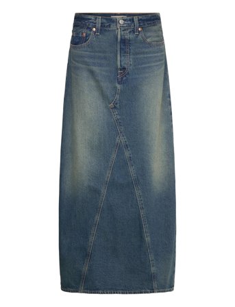Iconic Long Skirt W/Slit Long Blue Levi's