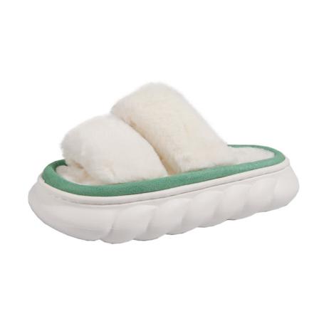 Kvinnor Slip On Fuzzy Tofflor Öppen Toe Plysch Tofflor