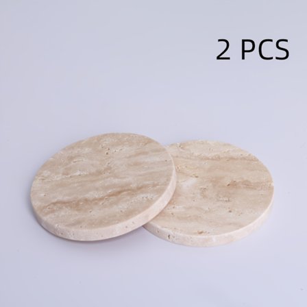Sæt med 4 naturlige gips marmor coasters - 4-tommer runde drikke coasters, beige marmor tekstur, holdbare og stilfulde, perfekte til boligindretning.