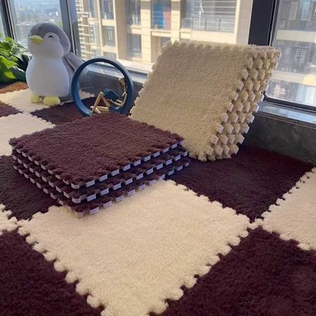 Plyschmatta skarvningsblock sovrum sängkant halkfri golvmatta flytande fönster bekväm bomull varm dyna