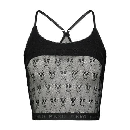 Pinko Jacaranda Monogram Lace Top , Zwart , Dames , Maat: L