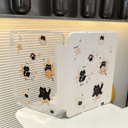 Stilrent fodral för iPad 2025 11/ 10 10.9" Svart Katt S Magnetisk Skärm