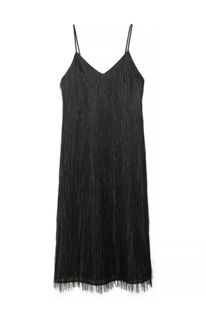 NA-KD Fringe Maxi Dress - Aftenkjoler - Sort - EU 32
