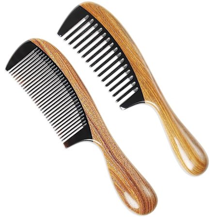 100 % handgjord naturligt grön sandelträ med hårkammar av buffelhorn - antistatisk doft av sandelträ Naturlig hårborttagningsmedel träkammar (