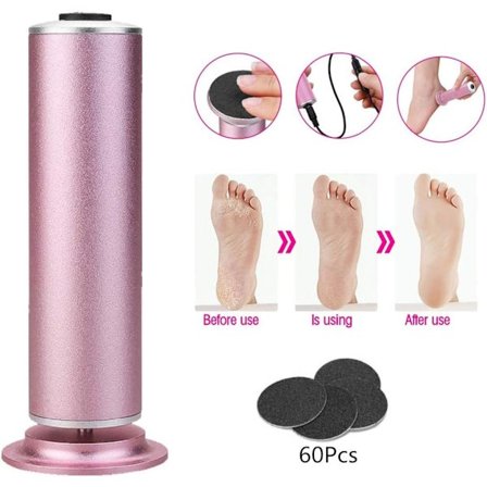 Elektrisk fotfil for hard hud (hastighetsjusterbar) med 60 stk. utskiftbare pads, kraftig elektrisk callusfjerner pedikyr hard død fotskinn (grå)