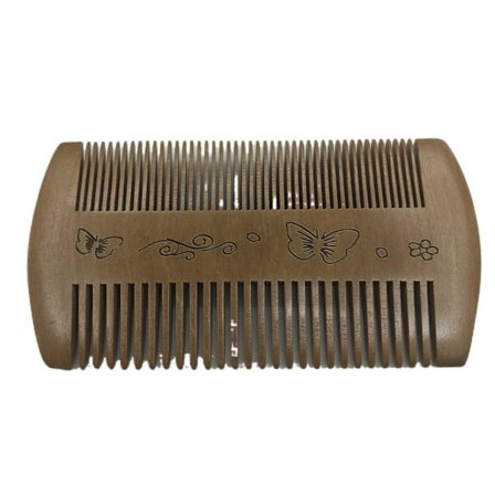 Dobbeltsidig kam i ferskenved - tett tannet dobbelt kam