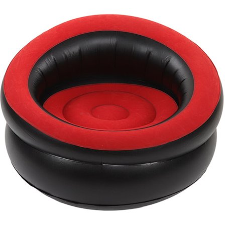 Uppblåsbar soffa flockad luft soffa enkel uppblåsbar stol för vardagsrum sovrum läshörna kontor balkong resa röd