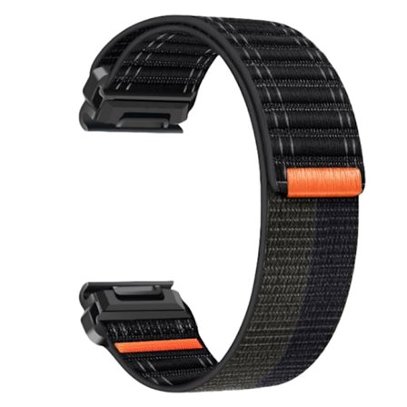 Nylon klockarmband för Garmin Fenix 8/5/6/7X Pro/Epix 935/965 Black + light gray 22 mm