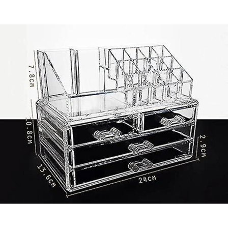 Klar Akryl Sminkeorganisator Oppbevaringsstativ 2 Lag